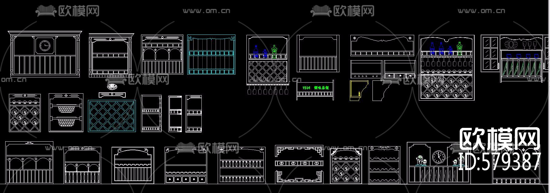 实用橱房常用 柜门 拉手 眉板 CAD图集下载（渲染图4）