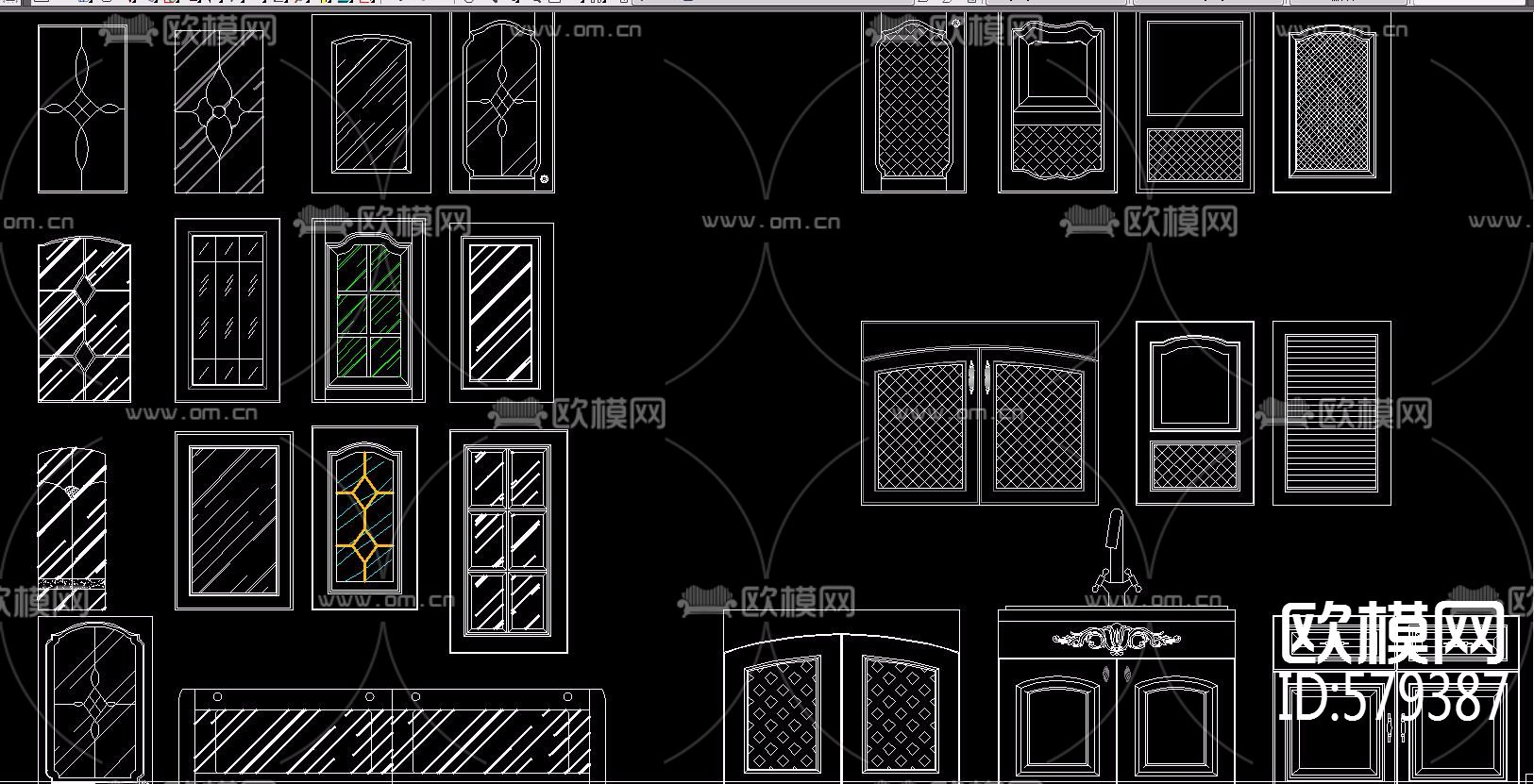 实用橱房常用 柜门 拉手 眉板 CAD图集下载（渲染图5）