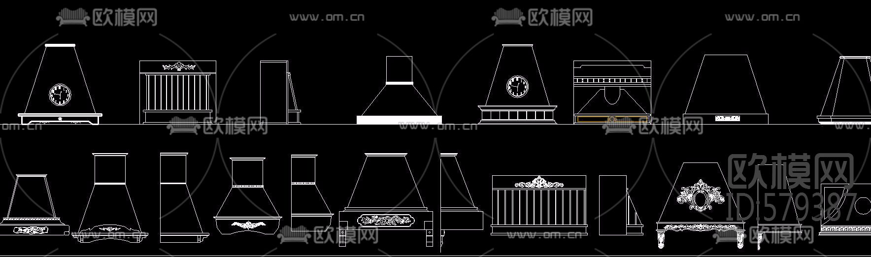 实用橱房常用 柜门 拉手 眉板 CAD图集下载（渲染图2）