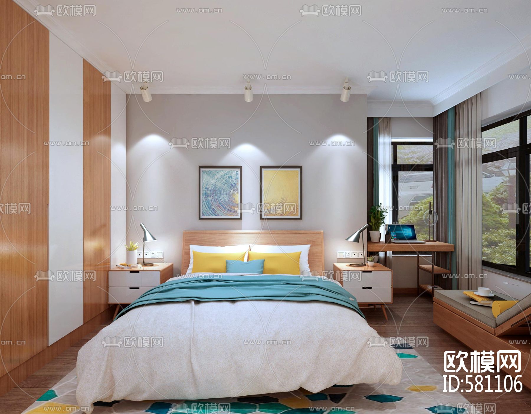 金螳螂盛天悦景台17栋施工图+效果图下载（渲染图8）