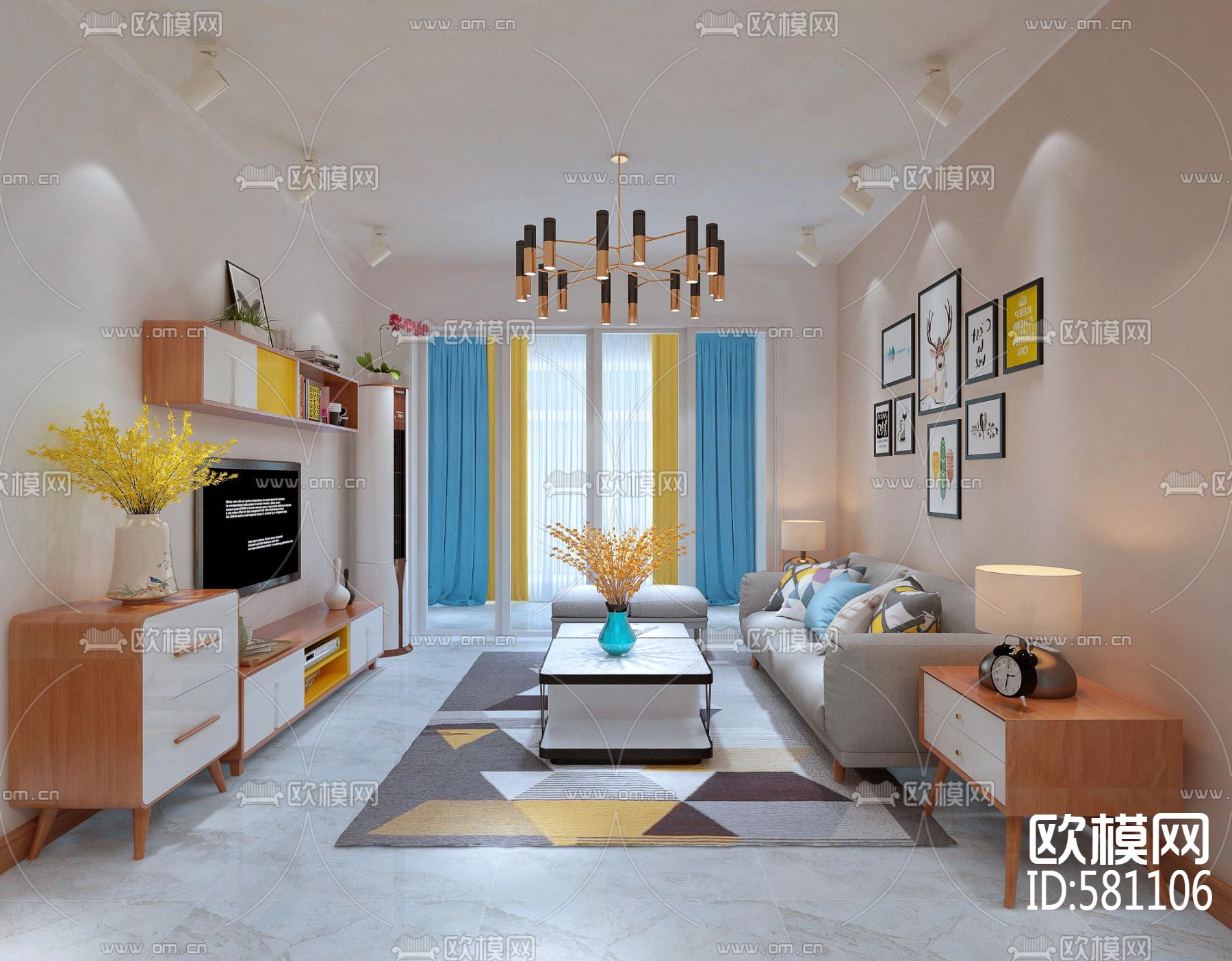 金螳螂盛天悦景台17栋施工图+效果图下载（渲染图7）