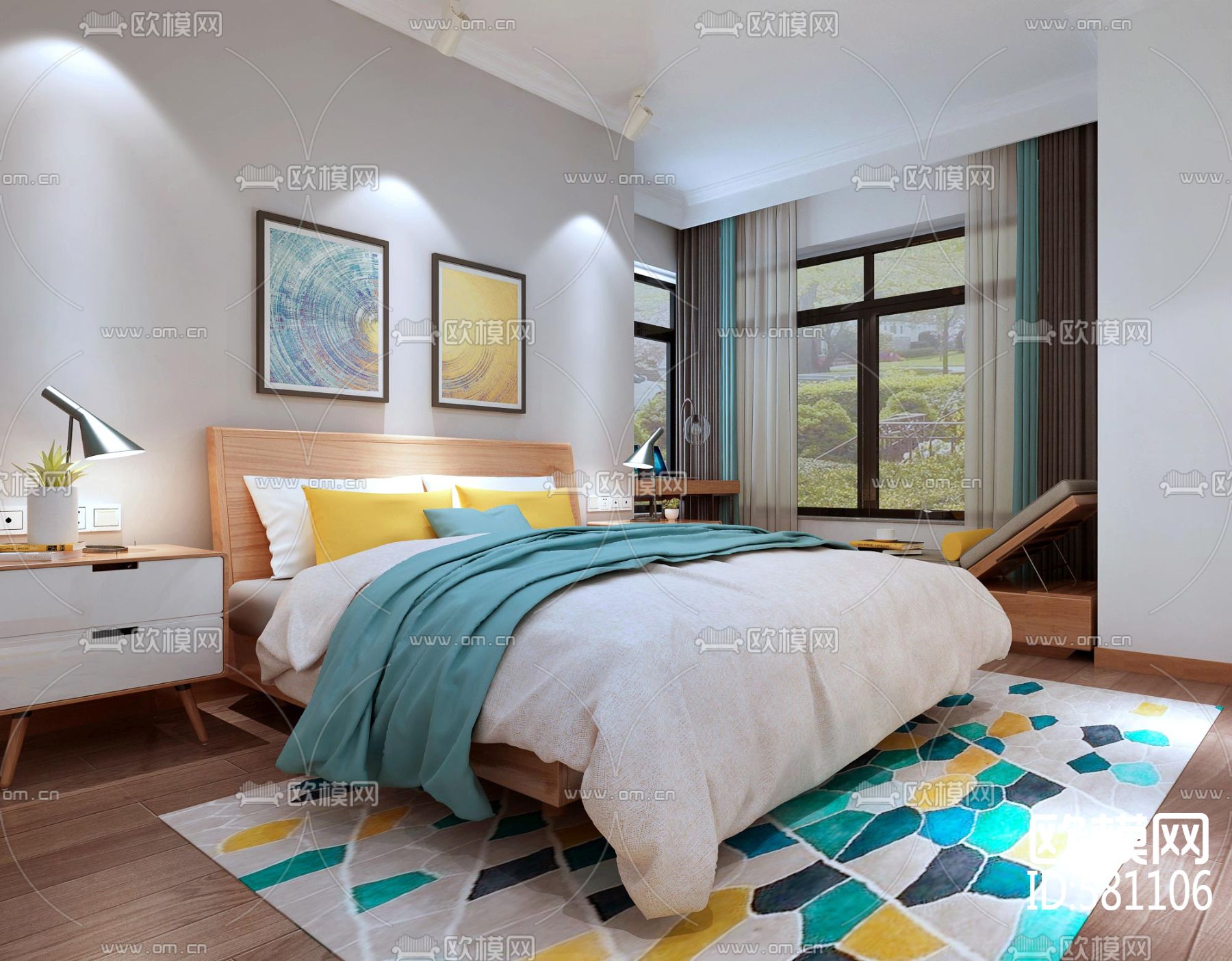 金螳螂盛天悦景台17栋施工图+效果图下载（渲染图10）