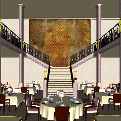  简欧酒店宴会厅su模型 