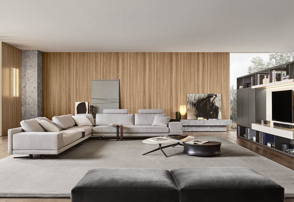 意大利poliform品牌 现代客厅转角沙发组合