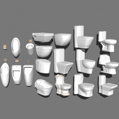  现代马桶小便器组合su模型 