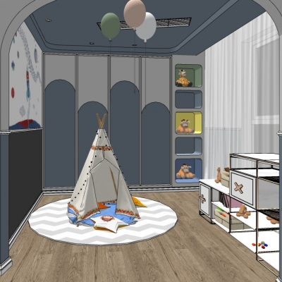  北欧儿童房su模型 