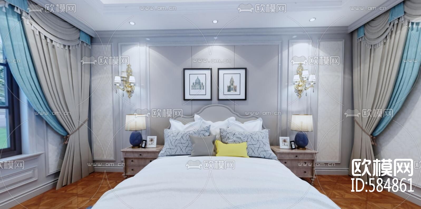 简约美式别墅整装施工图下载（渲染图4）