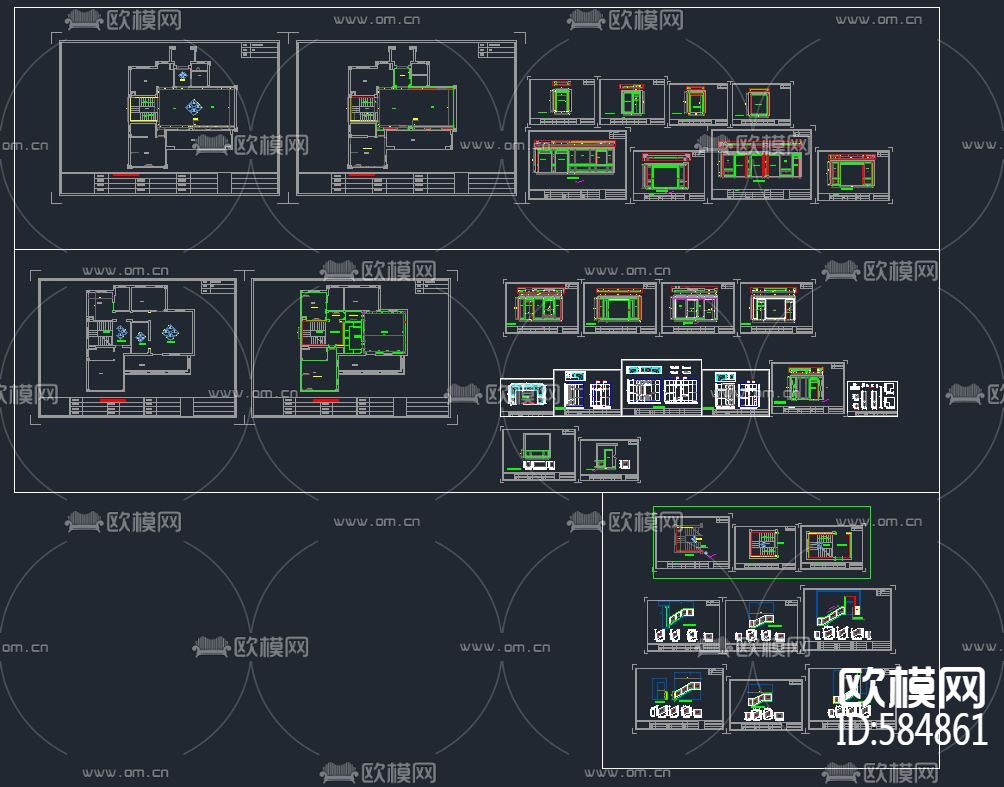 简约美式别墅整装施工图下载（渲染图3）