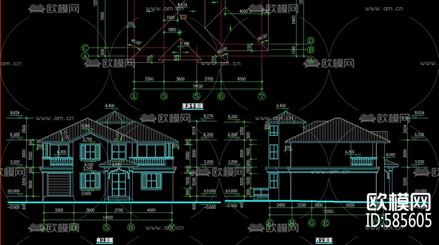 二层别墅CAD建筑施工图