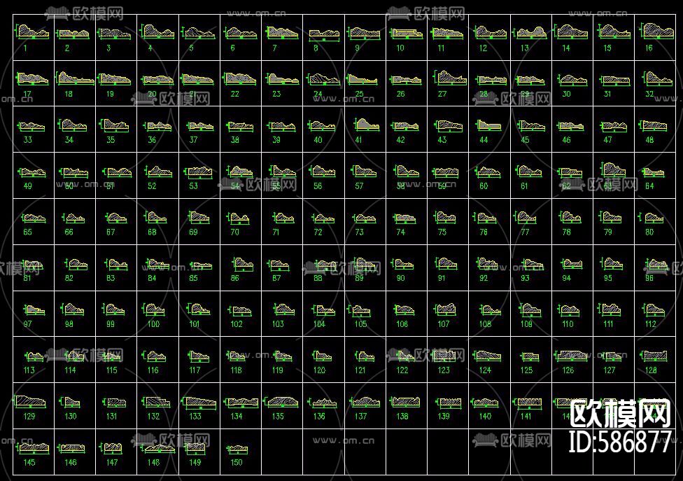 门套线天花角线饰线踢脚线CAD图库下载（渲染图3）