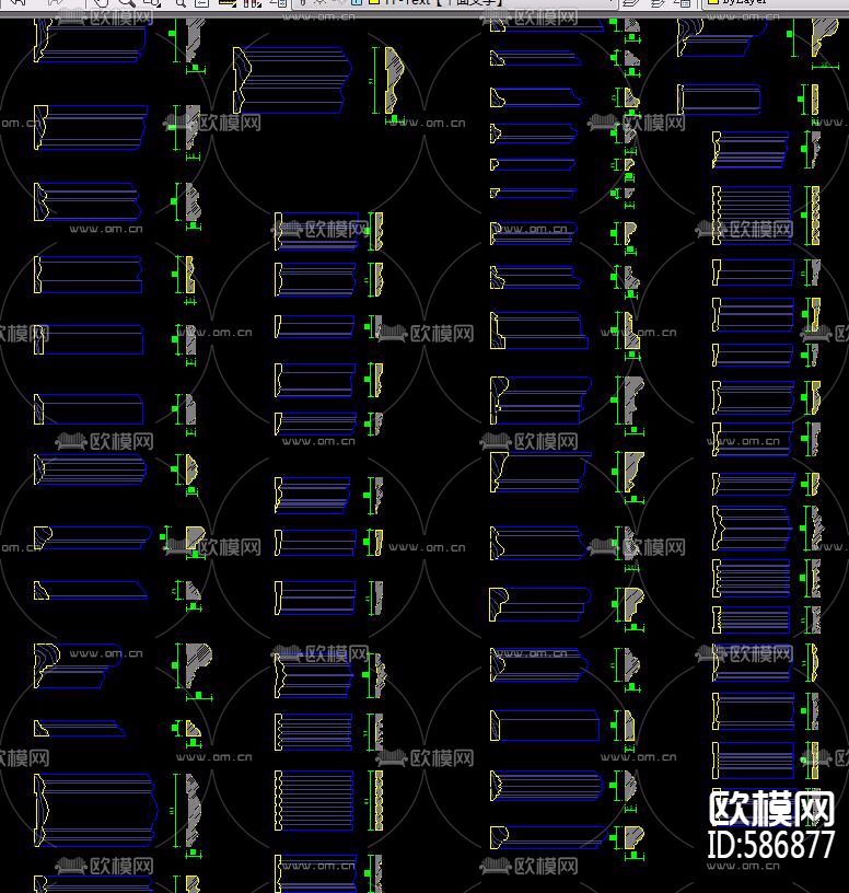门套线天花角线饰线踢脚线CAD图库下载（渲染图2）