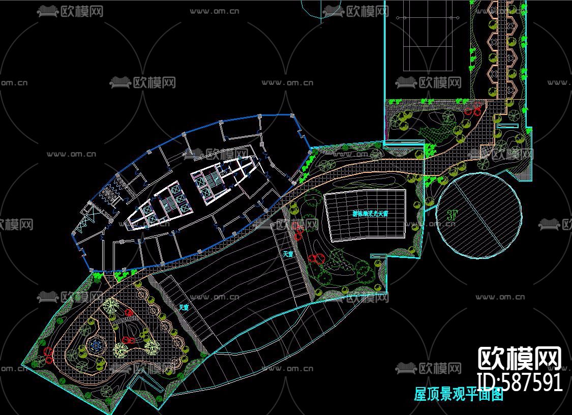酒店CAD景观规划图下载（渲染图2）