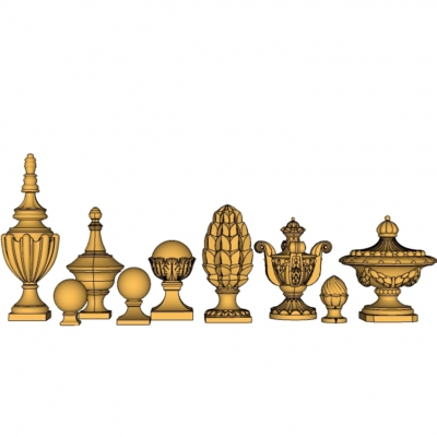  欧式石膏雕花构件su模型 