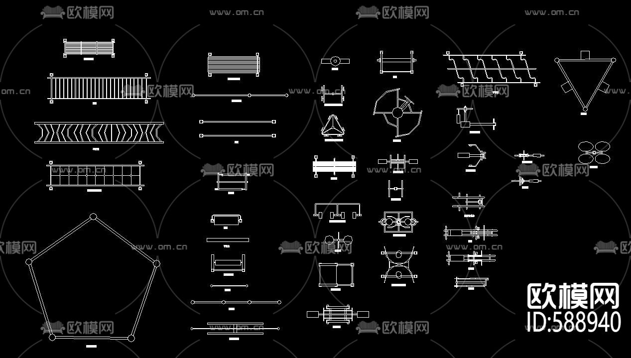 户外健身器材CAD图库下载（渲染图3）
