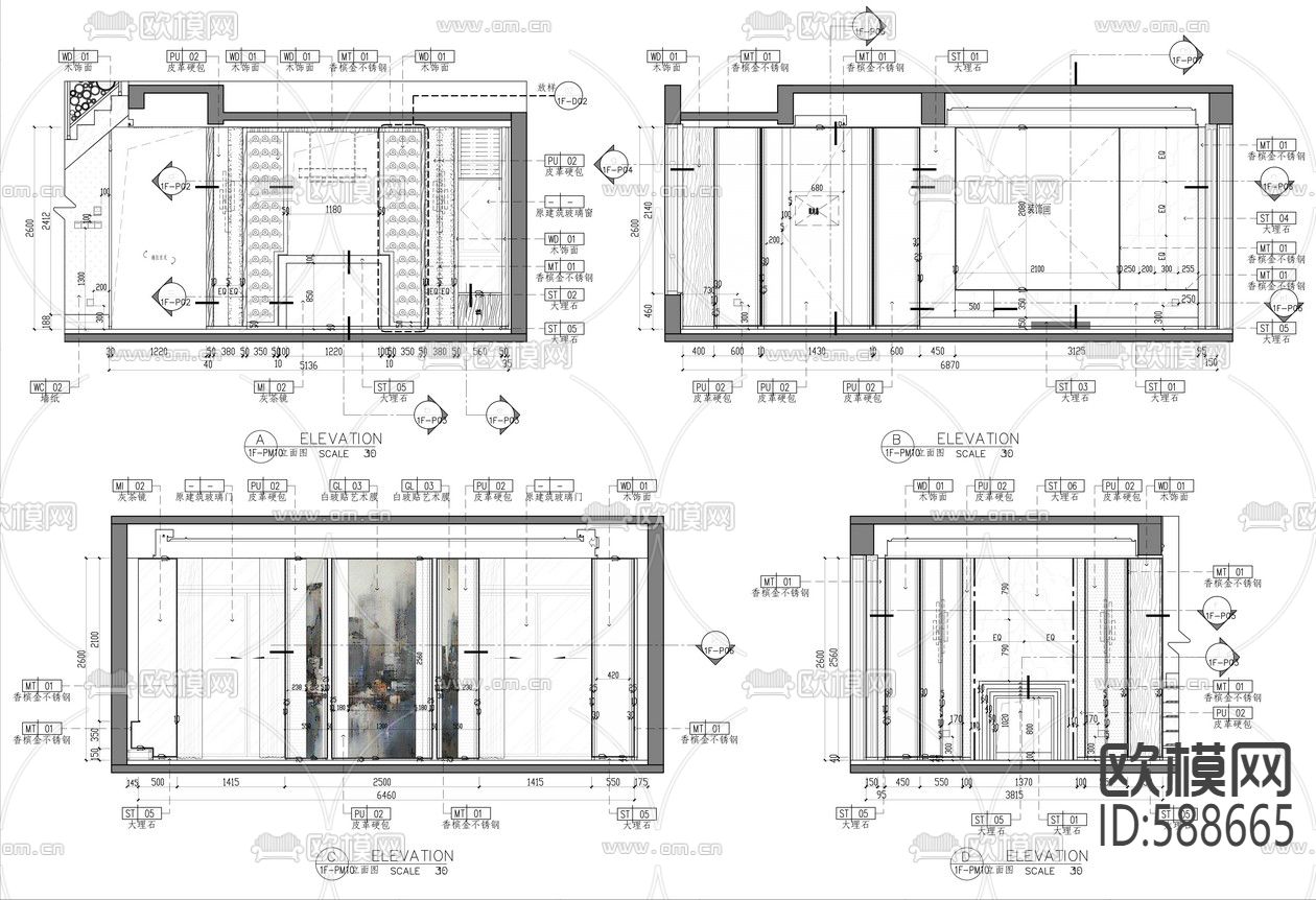 半岛别墅全套CAD施工图下载（渲染图4）