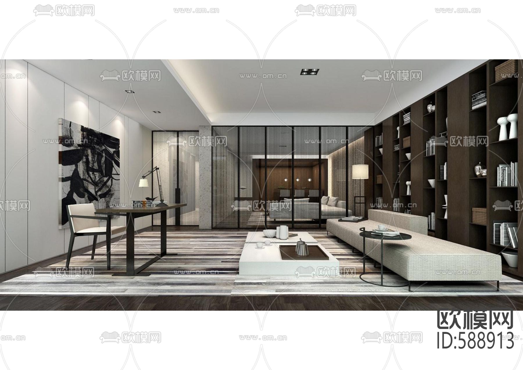 中赫万柳书院全套cad施工图下载（渲染图4）