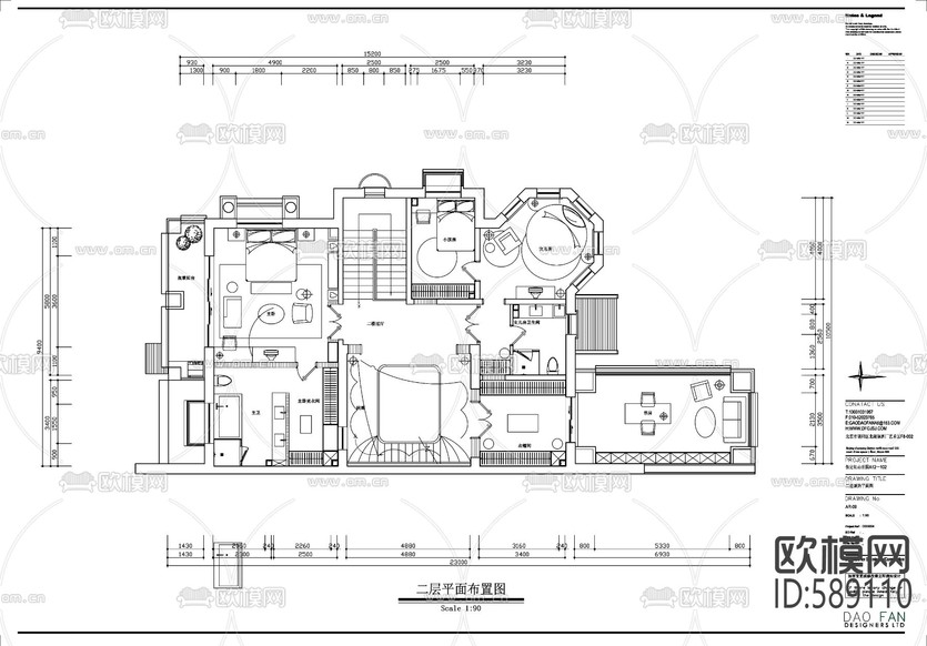 新古典別墅cad施工圖下載(渲染圖8)