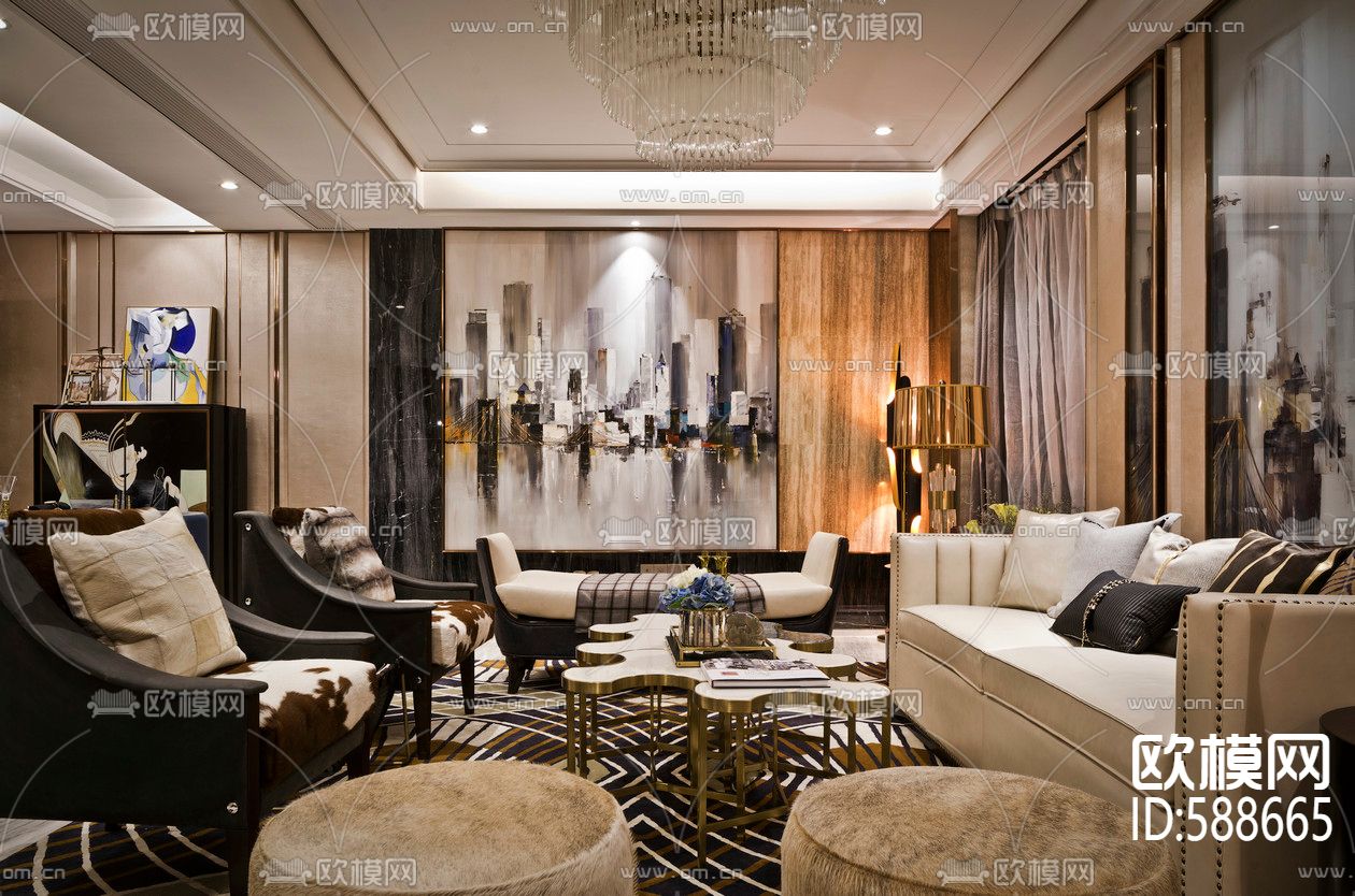 半岛别墅全套CAD施工图下载（渲染图3）