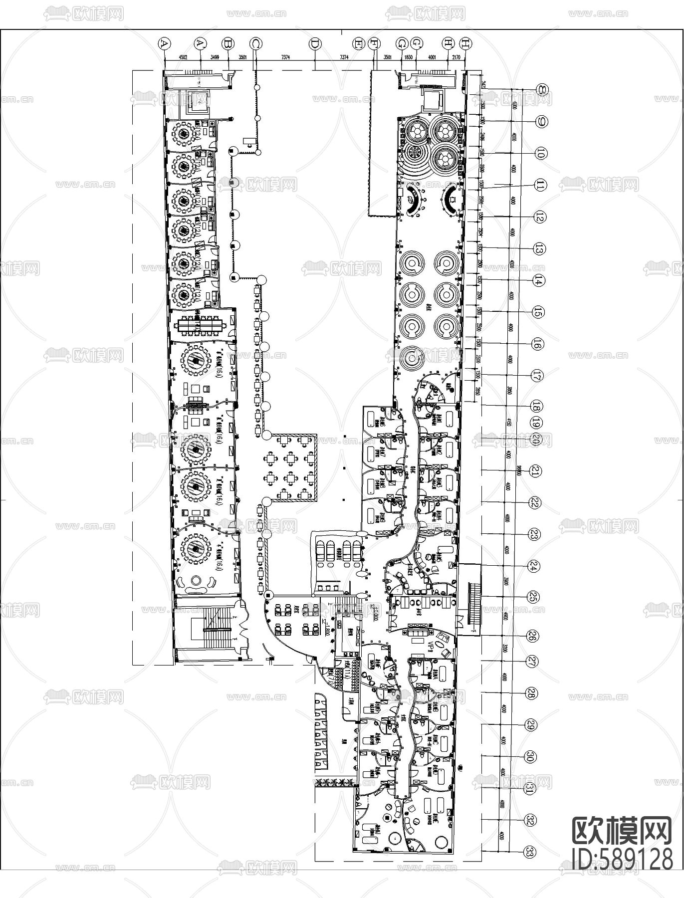 会所工装cad施工图下载（渲染图2）