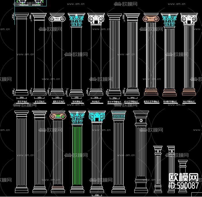 罗马柱CAD图库下载（渲染图1）