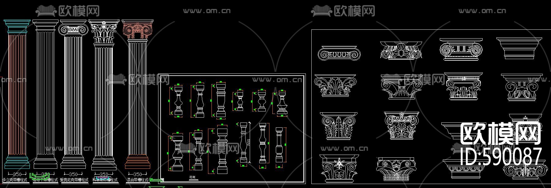 罗马柱CAD图库下载（渲染图4）