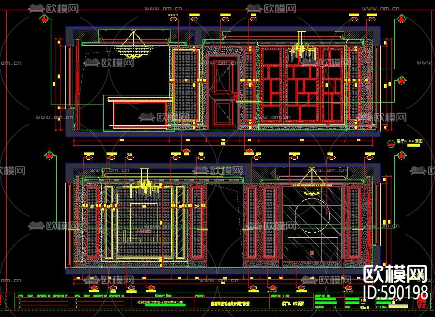 简美跃层全套cad施工图下载（渲染图3）