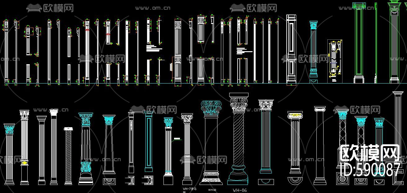 罗马柱CAD图库下载（渲染图2）