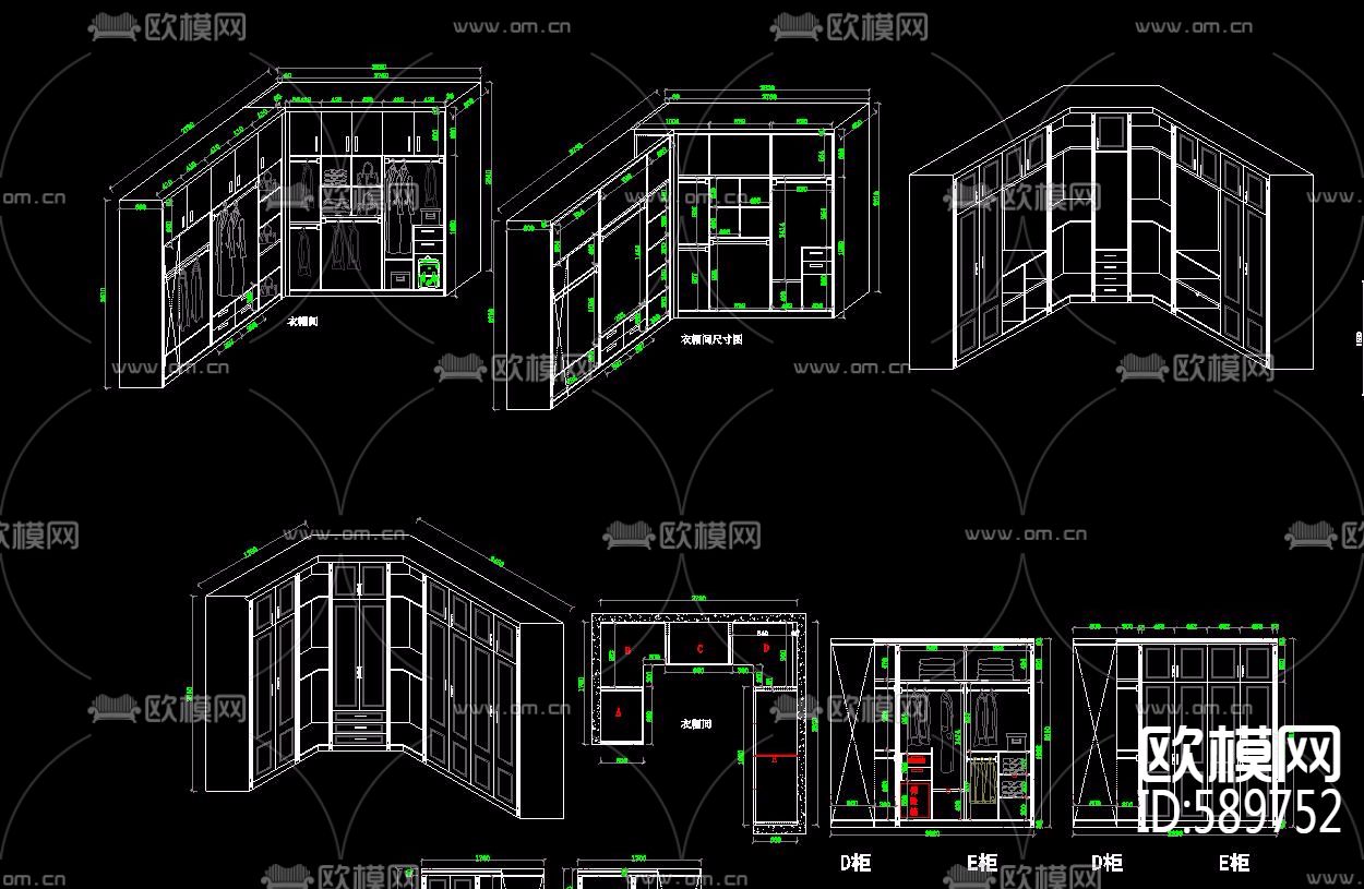 衣櫃設計cad圖庫轉角衣帽間