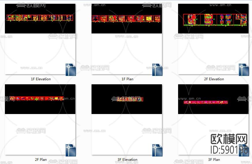简美跃层全套cad施工图下载（渲染图1）