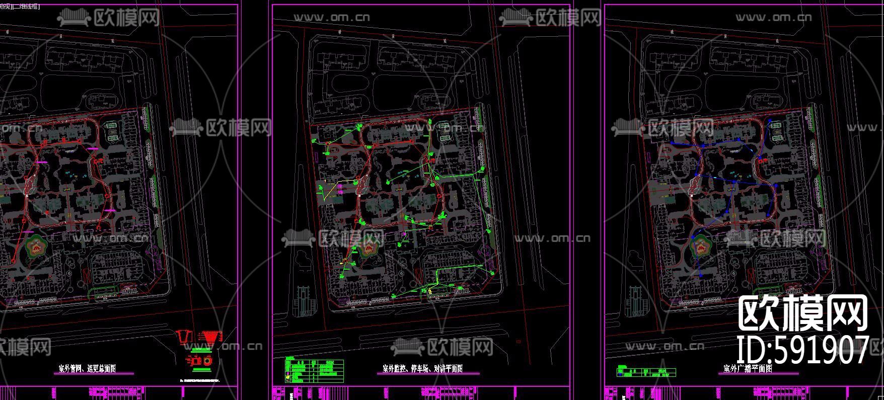 大型综合小区弱电智能化工程CAD深化施工全套下载（渲染图7）
