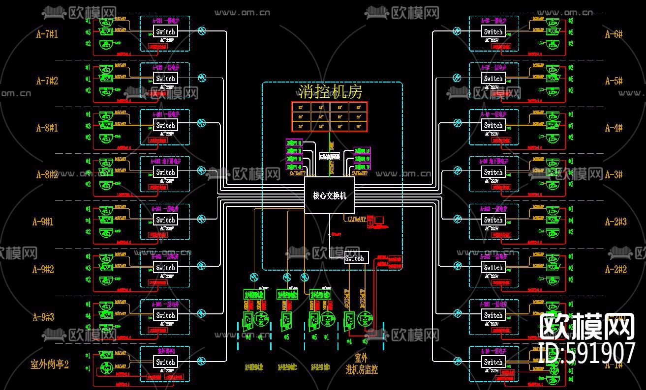 大型综合小区弱电智能化工程CAD深化施工全套下载（渲染图6）