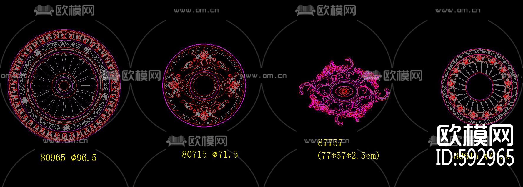 欧式灯盘欧式构件CAD图库下载（渲染图4）