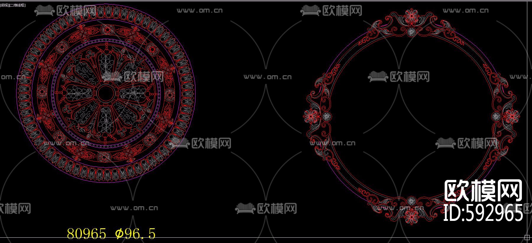 欧式灯盘欧式构件CAD图库下载（渲染图6）