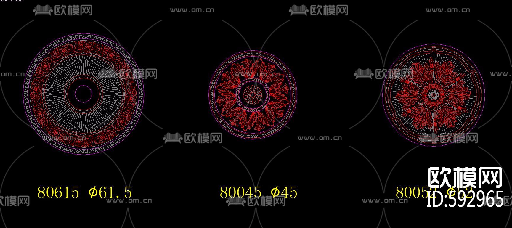 欧式灯盘欧式构件CAD图库下载（渲染图2）