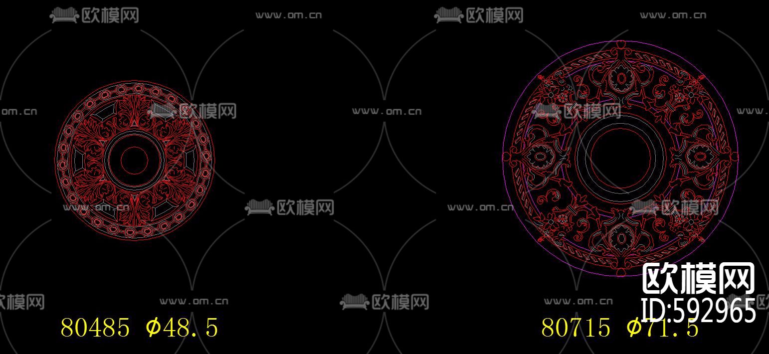 欧式灯盘欧式构件CAD图库下载（渲染图3）