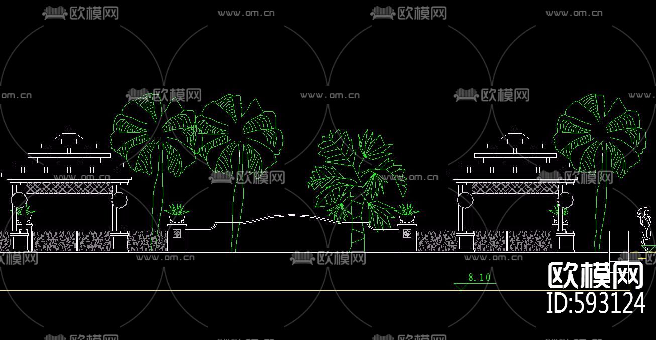 公园小景CAD图纸集合下载（渲染图10）