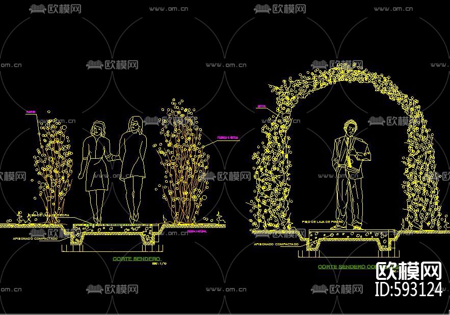 公园小景CAD图纸集合下载（渲染图5）