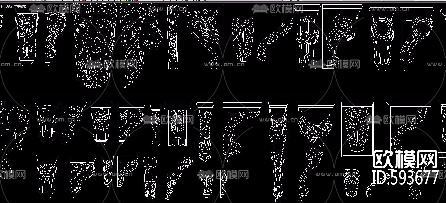 精美雕花 梁托雕花CAD图库下载（渲染图5）