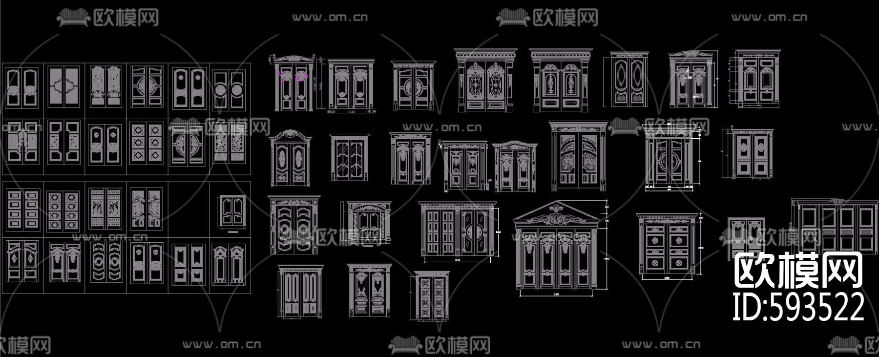 高档双开门CAD图库-免费3dmax模型库-欧模网
