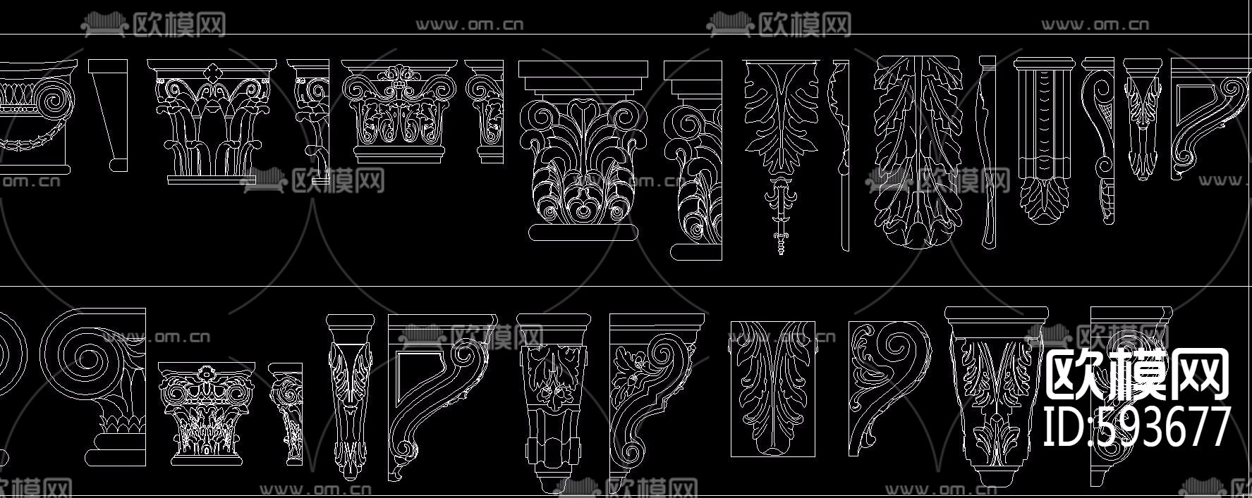 精美雕花 梁托雕花CAD图库下载（渲染图4）
