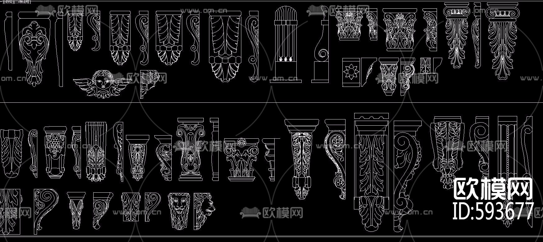 精美雕花 梁托雕花CAD图库下载（渲染图6）