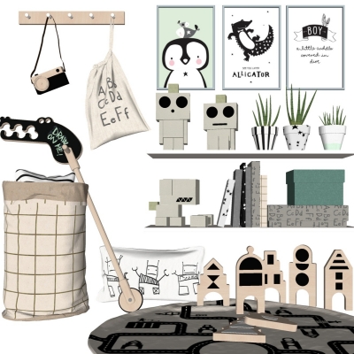  北欧玩具摆件组合su模型 