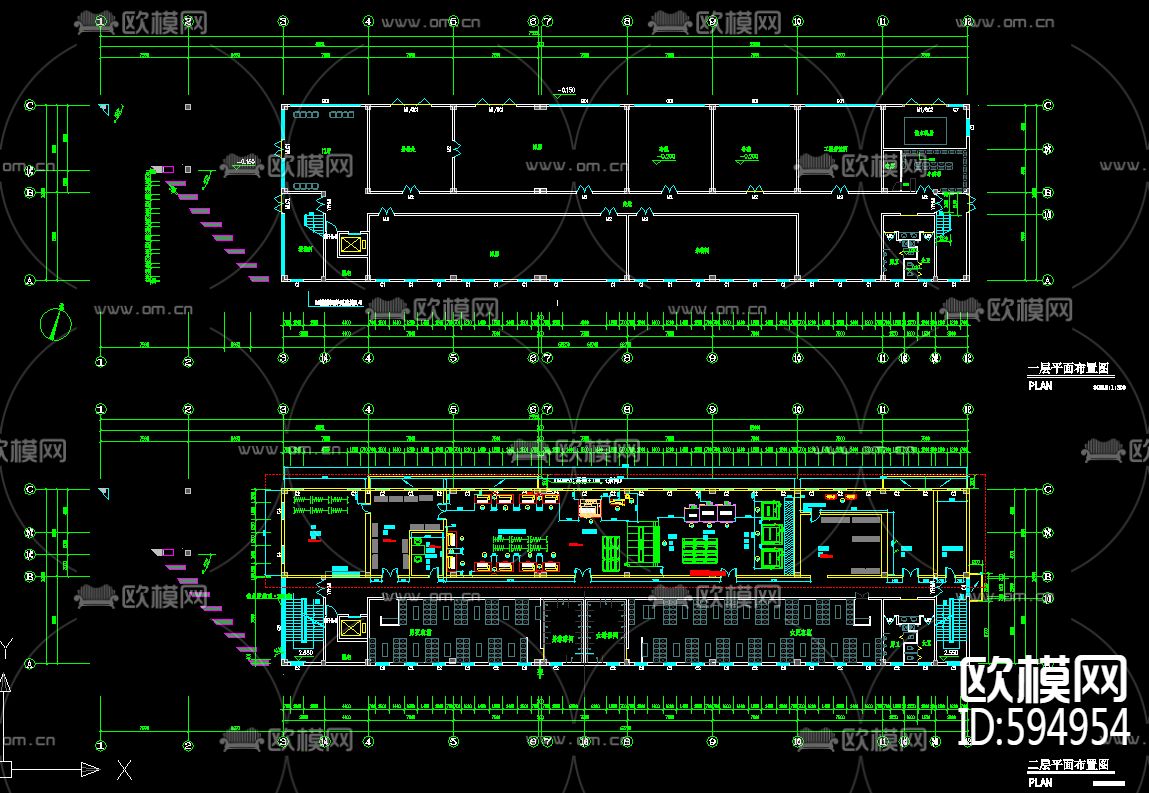 四层后勤服务中心施工图下载（渲染图1）
