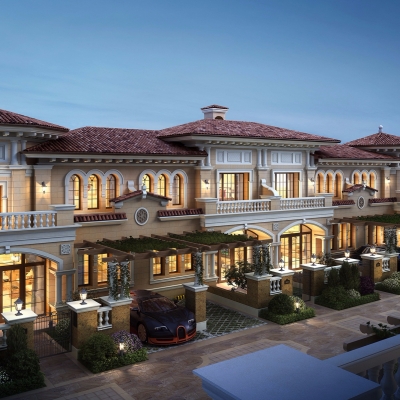 欧式联排别墅花园洋房外观3d模型