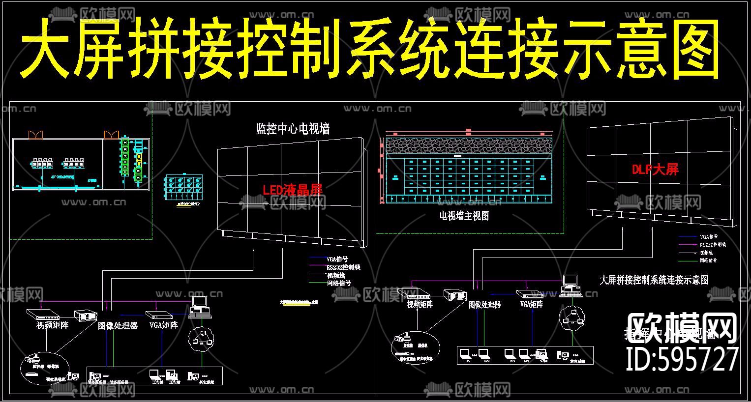 大屏拼接控制系统连接cad示意图