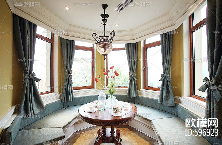 法式简约风格别墅CAD施工图&实景图下载（渲染图6）