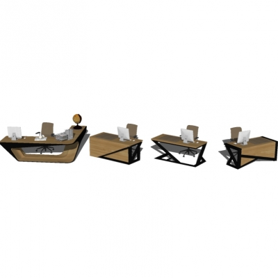  现代办公桌椅组合su模型 