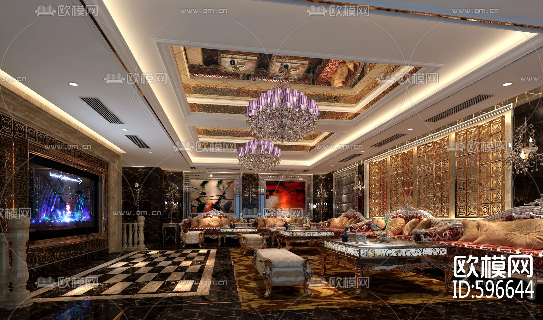 鸿瑞豪庭KTV 全套施工图电气排水图&效果图下载（渲染图7）