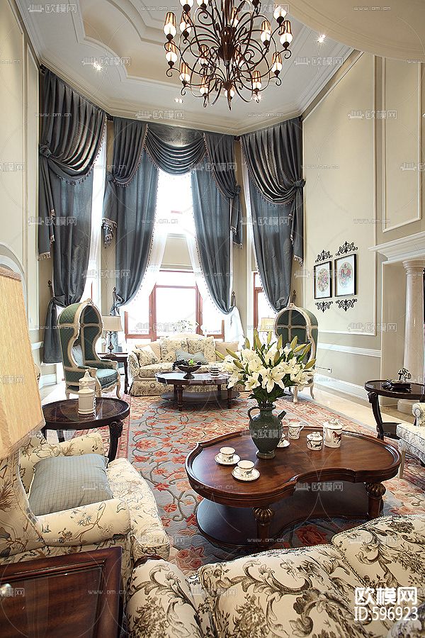 法式简约风格别墅CAD施工图&实景图下载（渲染图8）