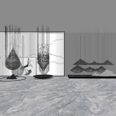  新中式装饰吊灯su模型 